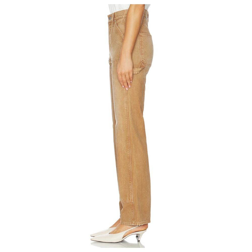 NEW Veronica Beard Dylan High Rise Straight Leg Pebble Sand Khaki Size 24 - Picture 3 of 9